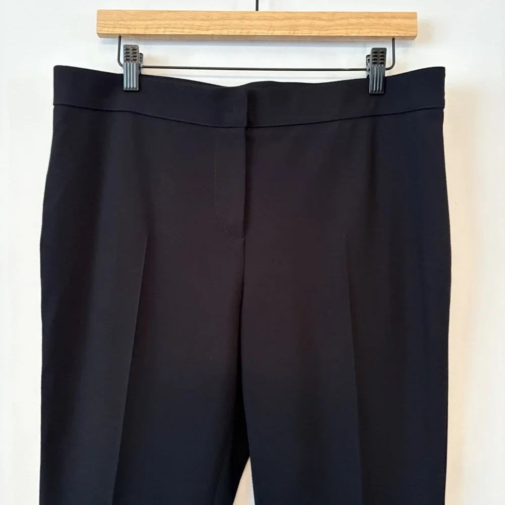 Akris Punto Pintuck Crease Stretch Knit Pants Black Size US 12 Minimalist Office